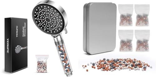 High pressure shower head with filter - YEAUPE Handheld Powerful Flow Beaded Showerheads Filter & Shower Filter,4 Pack Shower Head Filter for Hard Water,Replacement Shower Water Filter