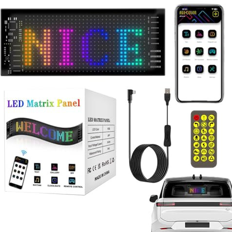 Panneau d'affichage de Voiture à LED, Panneau de fenêtre à LED pour Voiture, Panneau matriciel LED Flexible, Panneau défilant de Messages d'animation pour Les Vacances en Magasin de Voiture, contrôle