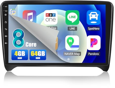 [8Core 4G+64G] CAMECHO Android 13 Autoradio für Audi TT 8J MK2 2008-2014 mit Navi Carplay Android Auto, Radio 2 Din 9 Zoll Bildschirm mit DSP RDS Bluetooth Mirror Link