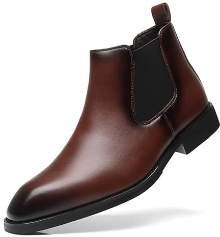 SANNAX Men Chelsea Boot Formal Business Uniform Dress Shoes Fashion Ankle Boots Slip on for Gentleman