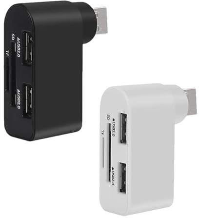 Osmond 4 in 1 Rotatable USB Hub,Laptop Hub, Portable 180 Degrees Rotate USB Hub, USB Hub Docking Station (Black+White)