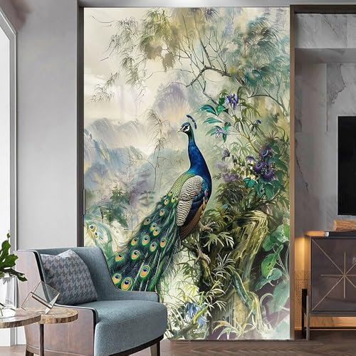 Custom Size Peacock Wall Murals - Various Styles - Self-Adhesive Removable Peel and Stick Wallpaper for Living Room, Bedroom, Bathroom, Office, Large Photo Wallpaper