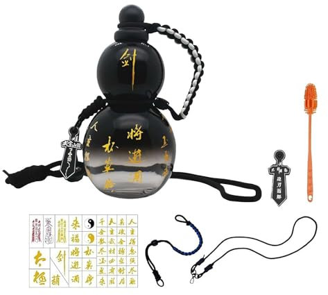Gourd Wasserflasche – 800 ml Sport- und Reise-Wasserflasche für Fitnessstudio und Reisen, Kürbis-Wasserflasche für Black M-YTH Monkey King Game Fan, chinesische Retro-inspirierte