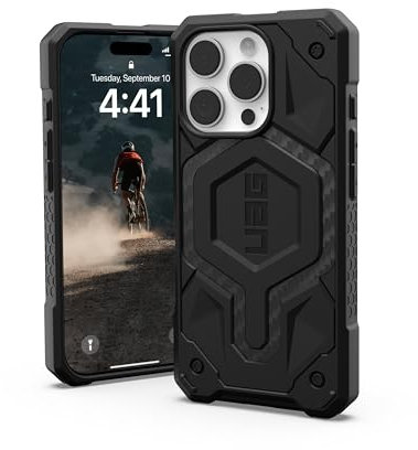 URBAN ARMOR GEAR Monarch Case kompatibel mit Apple iPhone 16 Pro Hülle (Wireless Charging kompatibel, 5-Schichten Schutz nach Militärstandard, Erhöhter Rand) Carbon Fiber