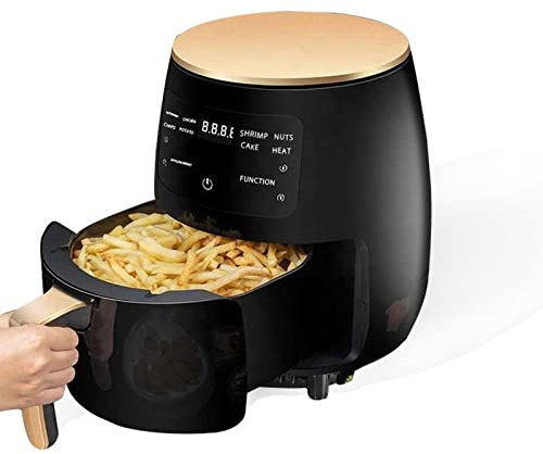 Heißluftfritteuse, digitale elektrische Fritteusen, professionelles Küchengerät, 4,5 l, professioneller Küchen-Multikocher, Heißluftfritteuse (Farbe: Schwarz, Größe: EU) Ambitious To pursue happiness