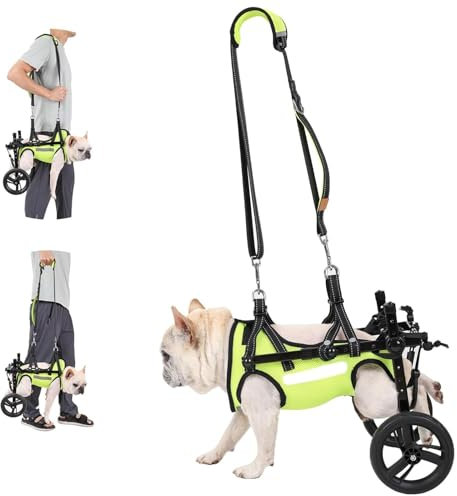 ZHHSUNY Hunderollstuhl, der Haustieren mit Hinterbeinlähmung hilft, Mobilität wiederzuerlangen Zweirädriger Hundewagen, Reflexeffekt rollstuhl hund, Kinderwagen für Hunde mit Behinderung(Größe M)
