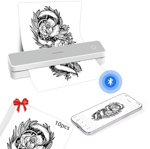 JimKing K200 - Stampante termica per tatuaggi, wireless, Bluetooth, per tatuatori e principianti, compatibile con smartphone e PC