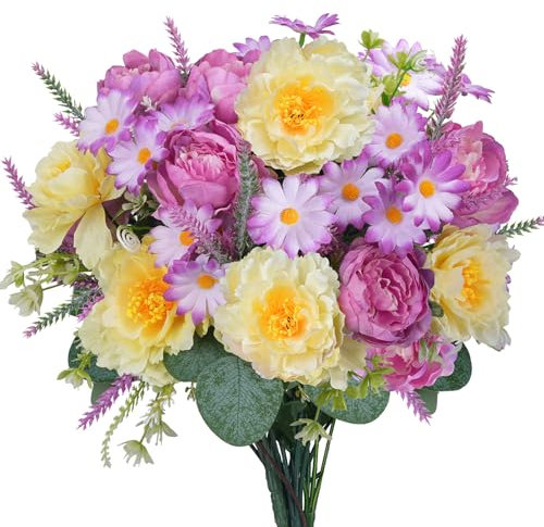 Zythrem Kunstblumen Künstliche Blumen künstlicher Blumenstrauß Rosa Rosen Hyazinthe Blumensträuße für Party, Küche, Heimdekoration, Hochzeit Blumenarrangement, Festival Dekor