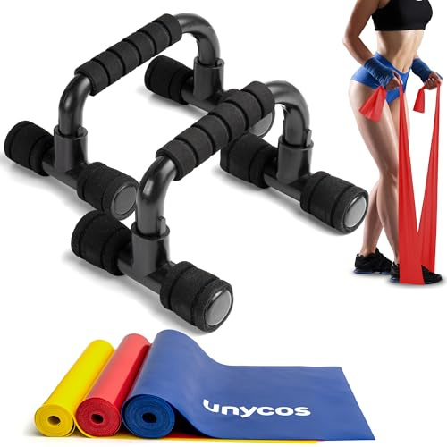 unycos - Soportes para Flexiones Push Up Bars con Mango Ergonómico de Espuma para Entrenamiento de Fuerza en Casa Brazos Pecho y Hombros