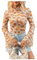 GORGLITTER Women's Floral Mock Neck Bell Long Sleeve Crop Top Lettuce Trim Slim Fit Shirts White L