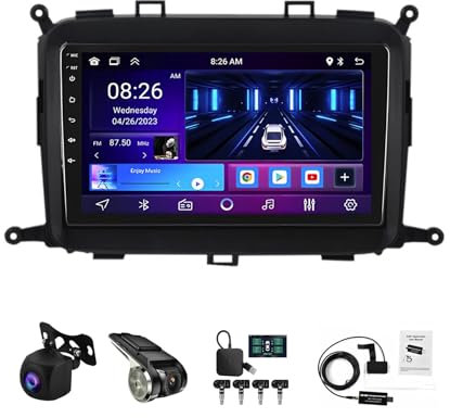 9 Pulgadas HD Pantalla Táctil Android 13 Radio Coche para KIA Carens 2013-2018 Bluetooth 2 DIN Autoradio con CarPlay AHD Cámara Trasera GPS Navegación Control En El Volante(W100 2+32G)