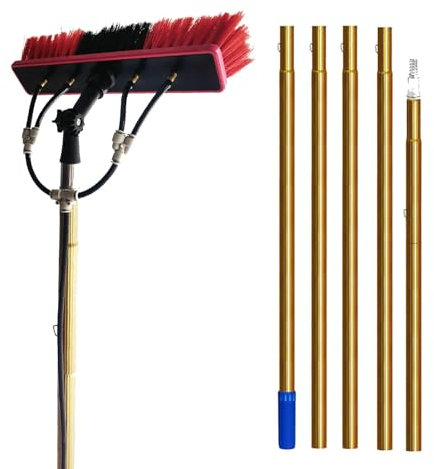 3.6-9m Window Cleaning Pole, Window Cleaner Kit, Water/Hose Fed Pole, Window Cleaning Brush Equipment, Cleaning Photovoltaic and Solar Panels, 9M/35cm brush head