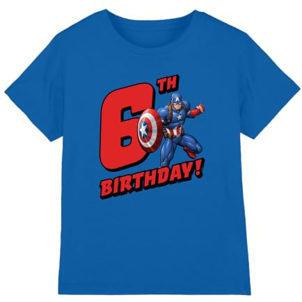 CAPTAIN AMERICA Boy's Birthday 6 Unisex Kids T Shirt T-Shirt