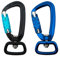 XCSJ 2 Pcs Karabinerhaken mit Drehgelenk aus Aluminium Karabiner mit 400kg Belastbarkeit Schwerlast, 360 Grad Wirbelkarabiner für Hundeleine, Bergsteigen,Outdoor, Schlüsselanhänger (2, Schwarz + Blau)