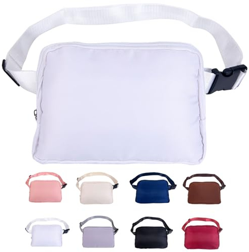 Bauchtasche Damen,Gürteltasche Herren,Hüfttasche Waist Pack Umhängetasche Crossbody Bag,Sporttasche Laufen - weiß