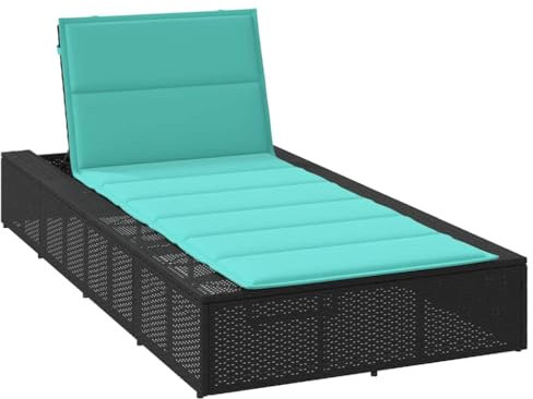 Gecheer Sonnenliege mit schwebender Auflage, verstellbare Rückenlehne, PE-Rattan, Stahlrahmen, für Garten, Lounge, Terrasse