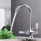 Traditional Dual Lever Kitchen Sink Mixer Tap - Chrome Brass Monobloc with 360° Swivel Spout, Ceramic Valve, UK Standard Flexi Hoses (1 Hole Deck Mount) for Kitchen/Bar/Washroom