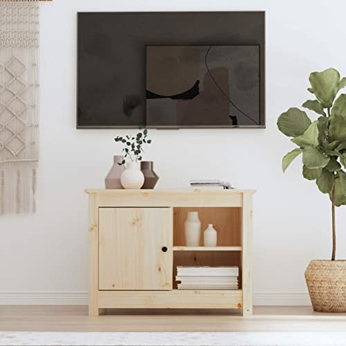 Snsowed Mueble de TV, Muebles De Salon, Mueble TV Salon, Mesa TV, Mesa Televisor, Mueble TV Baño, Mueble Televisor, de Madera Maciza de Pino 70x36,5x52 cm