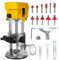 Cordless Router Compatible with Dewalt 18V Battery, 800W Brushless Wood Palm Router Trimmer with 6 Speed, Straight Guide, 12 Milling Bits, for Woodworking (No Battery)