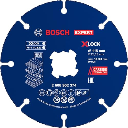 Bosch 1x Expert Carbide Multi Wheel Cutting Disc, X-Lock (for Hardwood, Wood with Nails, Ø 115 mm, Professional Accessory Small Angle Grinder)