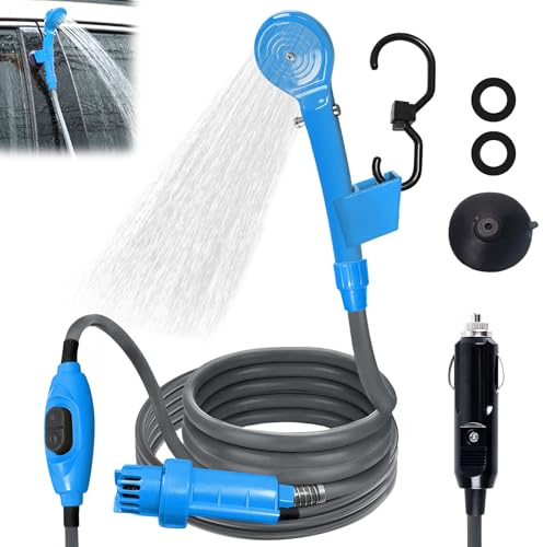 PORFOYO Ducha de camping portátil - Ducha para acampar con cabezal de ducha y manguera de ducha, ducha para acampar, ducha portátil, ducha de camping al aire libre para acampar, jardín, viajes, playa
