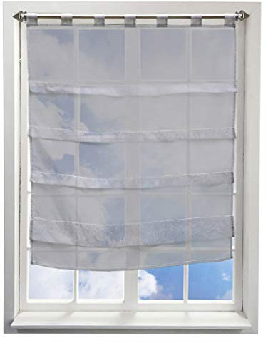 BAILEY JO Gardine mit Falten Schlaufen Gardinen Voile Lichtdurchlässig Vorhang (BxH 100x110cm, hellgrau)