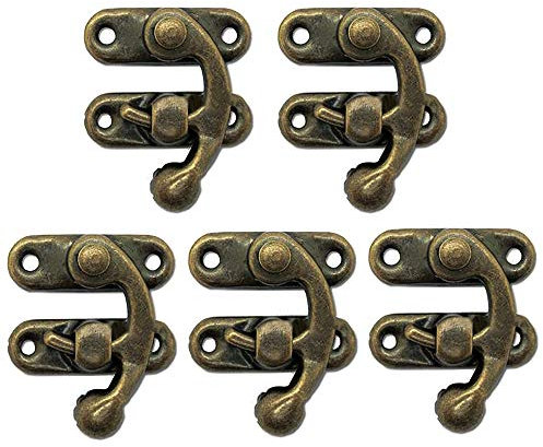 Biaungdo 5 Stück Retro-/Vintage-Stil mit Schwingtaschen-Verschluss für Möbel, Holzkisten, Schmuckkästchen, bronzefarben