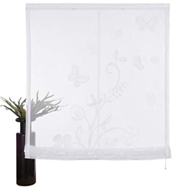 My Home Raffrollo »Saltillo« transparent großes Allover- Motiv weiß Höhe 160 cm, Raffrollos:HxB 140/120