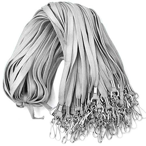 Beebel Schlüsselbänder mit drehbaren Haken-Clips für Ausweishalter, Grau, 100 Stück