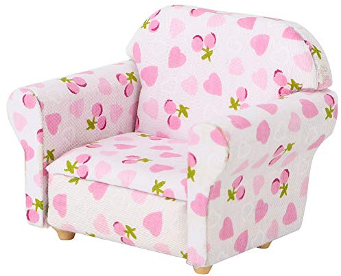 Tnfeeon Puppenhaus, Miniatur Möbel Sofa, Erdbeermuster Einzelsofa, 1:12, 15cm x 10cm x 12cm