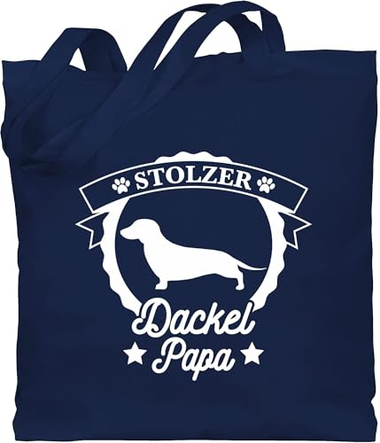 Baumwolltasche - Geschenk für Hundebesitzer - Stolzer Dackel Papa - Unisize - Navy Blau - tasche hund ich bin jutebeutel dog bag haustierhoodie stoffbeutel hunde einkaufstasche hundesprüche
