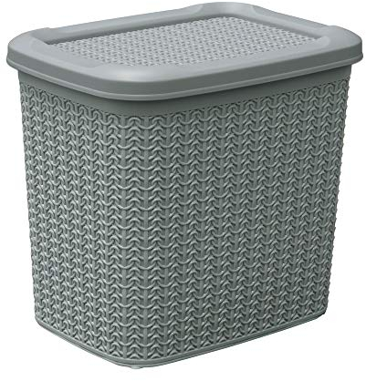 JVL 13-363GY Knit Design Loop Plastic Storage Box 10L, 21D x 29W x 27H cm, Grey, One Size
