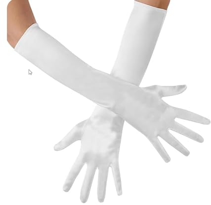 dressforfun 901015 Damen Satin Handschuhe, lange Abendhandschuhe, Ellenbogenhandschuhe für Fest Party Opera Charleston 1920er Kostüm Classic Hochzeit, 43 cm - diverse Farben - (weiß | Nr. 303651)
