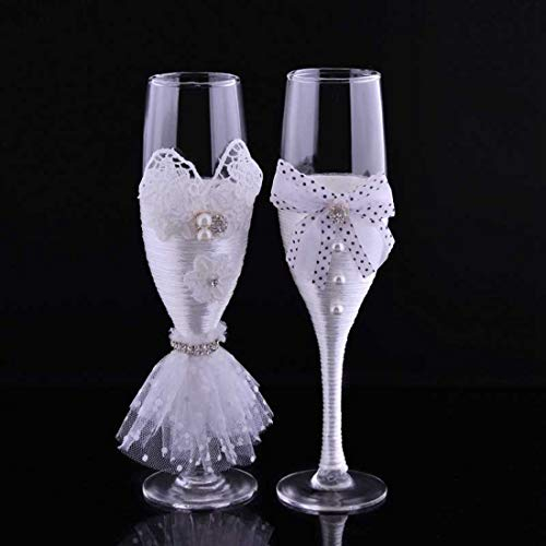 Copas de vino personalizadas de 7 onzas, hechas a mano, copas de champán para novios, regalos de boda, regalos de boda, regalos de pareja, decoraciones de boda (blanco-A)