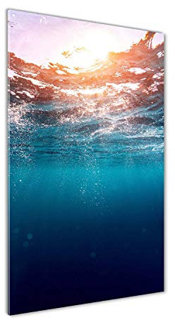 Tulup Impression sur Verre de 50x100 cm Image Tableau Photo décorative panoramique pour la Cuisine et Le Salon - Paysage - sous l'eau - Bleu