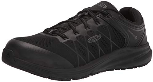KEEN Utility Men's Vista Energy Low Height Sneakers Composite Toe Industrial Work Shoes, Black/Raven, 10.5