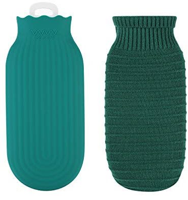 IBLUELOVER Wärmflasche mit Strickbezug Abnehmbare und Waschbare Wärmeflasche Heizbare Bettflasche Handwärmer mit Wassereinspritzung Warmwassersack Heißwassersack für Erwachsene Kinder Wärmekissen