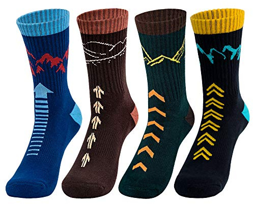 Time May Tell Men's Hiking Socks Moisture Wicking Cushioned Crew Boot Socks