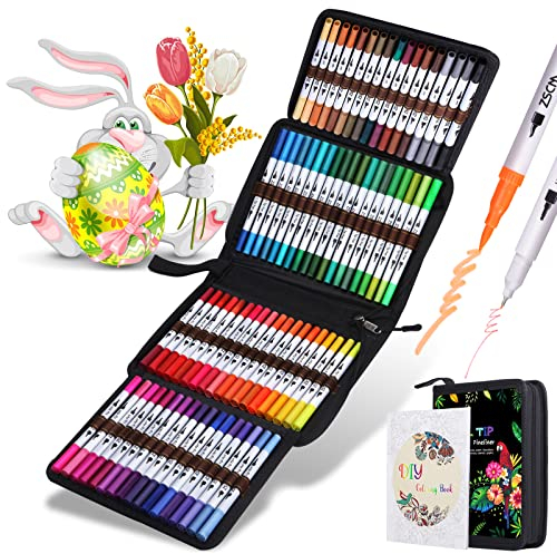 ZSCM Fasermaler mit Doppelspitze, 72 Farben, Set mit doppelter Spitze zum Ausmalen, Bullet Journal, Malerei, Kalligraphie…