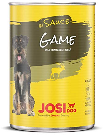 JosiDog Game in Sauce (12 x 415 g) | Nassfutter in Sauce mit Wild| für ausgewachsene Hunde | Hundefutter | powered by JOSERA