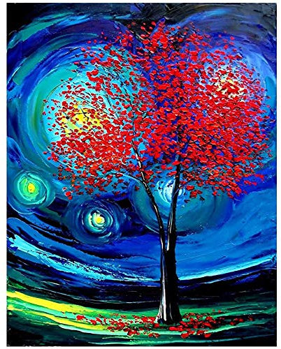 DIY 5D Diamond Painting Kits for Adults and Kids Small red Tree Large Size Full Drill Diamond Embroidery Painting Mosaic Images by Number Kits Gift for Home Wall Decor Picture 80x180cm