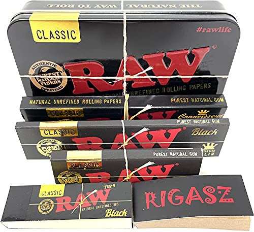 RAW Black Tin with All Black Plant-based Papers and Rigasz Tips