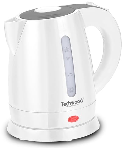 Techwood Bollitore Elettrico, 1 L, Colore Bianco e Grigio