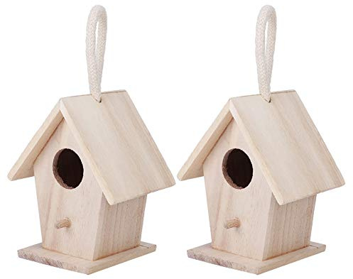 Haofy Holz-Vogelhaus, 2 Stück Vogelnester-Haus, Holz-Hänge-Nistkasten-Vogelhaus für Outdoor-Hausgarten-Patio-dekoratives Zubehör