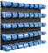 40 Stapelboxen schwarz Wandregal Deckel Kunststoff Werkstattregal 96,5 x 78 cm Werkzeug Werkbank (40 Boxen Blau)