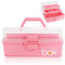 HengLiSam 3 Layer Multipurpose Storage Box with 12 Compartments for Crafts, Plastic Tool Box, Medicine Storage Boxes, Hair Accessories & Sewing Box with Dual Trays - Pink