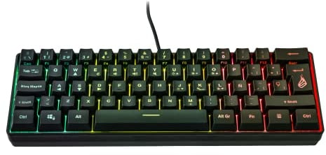 SureFire Kingpin X1 60% Gaming Teclado Español, Teclado Multimedia Gaming Pequeño y Móvil Teclado RGB con Iluminación, 25 Teclas Anti-Ghosting, Disposición Española QWERTY