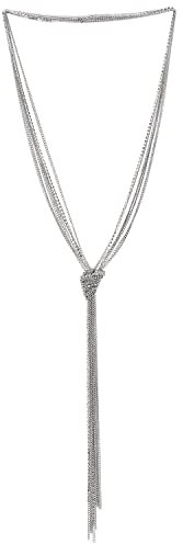 Boemo Chic Argento Collana Lariat Statement Collana Frangia Nappa Pendente Strass Multi-Fila Lunga Catena Y-Forma