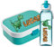 Lunchbox Set für Kinder Jungen zur Schule Personalisiert mit Namen Brotdose Wasserflasche Trinkflasche BPA frei Essen für Unterwegs mit Gabel und Bento Fach To Go T-Rex [153]
