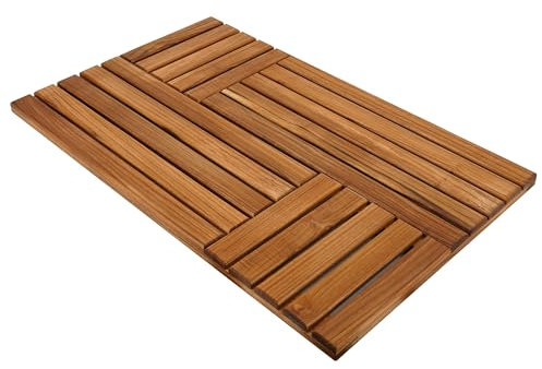 Utoplike Grand Tapis de Bain en Bois de Teck pour Salle de Bain, Sol en Bois antidérapant Robuste pour Douche intérieure, Spa, Maison ou extérieur
